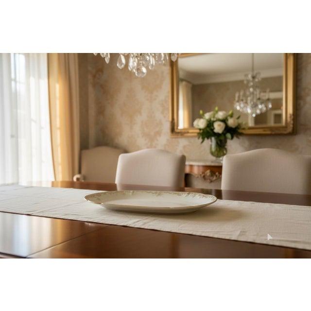 Antique Elite Works Limoges 18" Grand Hostess Platter - Gilded Scrolls & Celadon Dot Border For Sale - Image 12 of 12