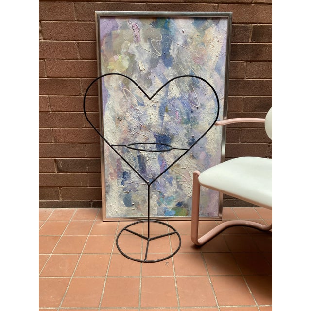 Postmodern 1980s Large Pop Art Postmodern Heart Shaped Sculptural Garden Plant Stand Decor For Sale - Image 3 of 4