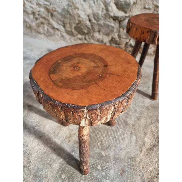 Rustic Vintage Wooden Stools, France, 1960s, Set of 2 For Sale - Image 3 of 18