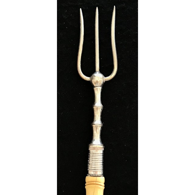 1900 - 1909 Antique British Faux Bamboo Silver Bread Fork For Sale - Image 5 of 9
