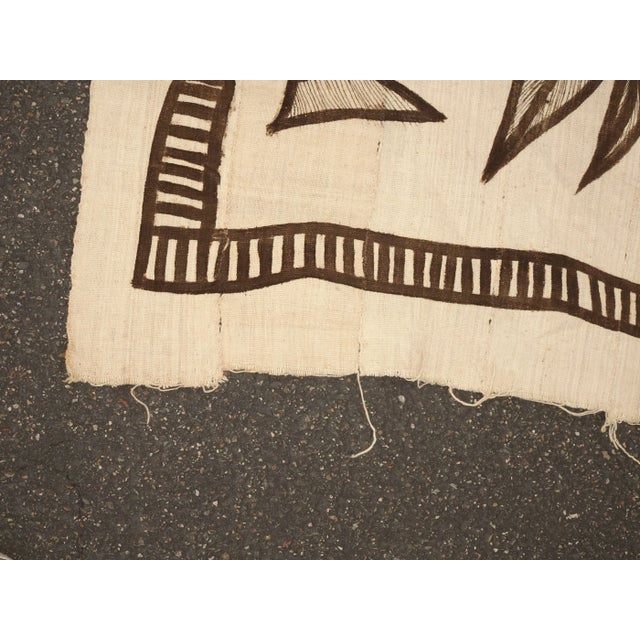 Vintage White African Hand Painted Linen Cloth Textiles Geometric Figures For Sale - Image 9 of 12