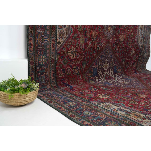 1970s Vintage Persian Handmade Wool 9x13 Red Area Rug For Sale In San Francisco - Image 6 of 11