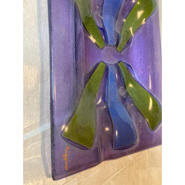 Mid-Century Modern 1950s Higgins Mid Century Purple Art Glass Tray For Sale - Image 3 of 5