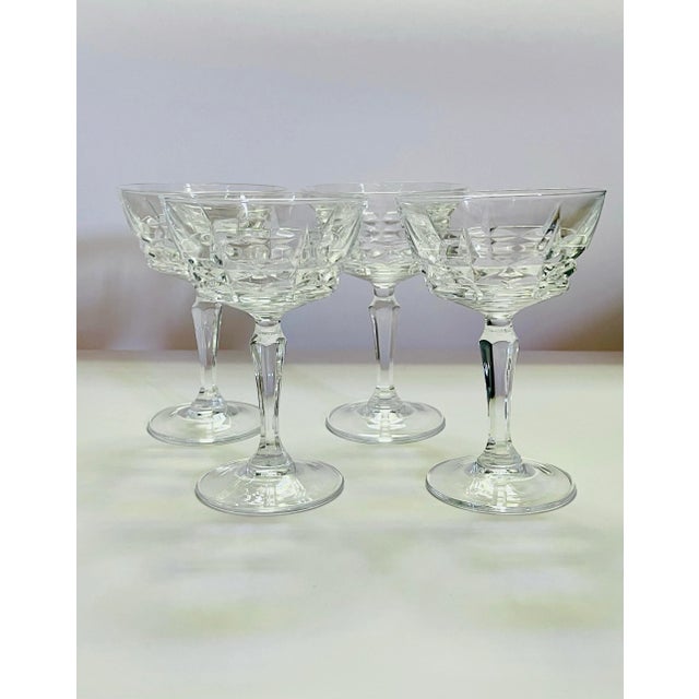 Glass Late 20th Century Cristal D’Arques “Chateaudun”Champagne Glasses- Set of 4 For Sale - Image 7 of 10