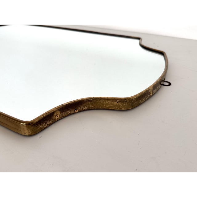 Large Mid-Century Italian Wall Mirror with Brass Frame, 1970s For Sale - Image 14 of 17