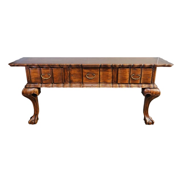 Alfonso Marina Spanish Colonial Mahogany Console With Carved Claw Feet 20th Century For Sale
