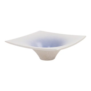 Vintage Japanese Ikebana Vase Purple-to-White Gradient Ceramic Suiban For Sale