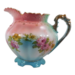 Large 1930s Pink and Blue Floral R&s Prussia Pitcher