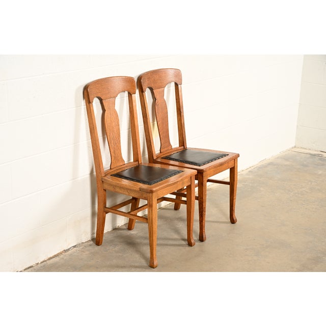 Mission Heywood Wakefield Antique Mission Oak Arts & Crafts Side Chairs or Dining Chairs, Pair For Sale - Image 3 of 15