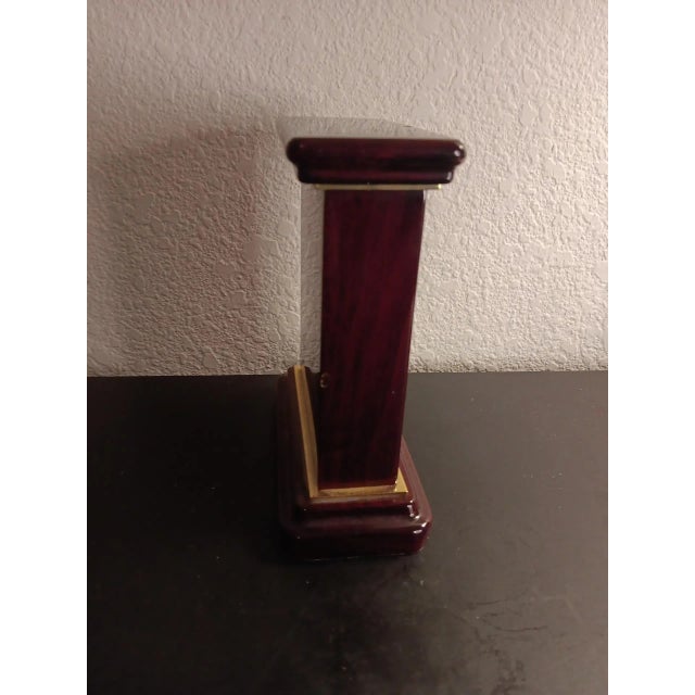 Vintage Danbury Burlwood Mahogany Finish Mantle or Desk Clock For Sale - Image 4 of 6