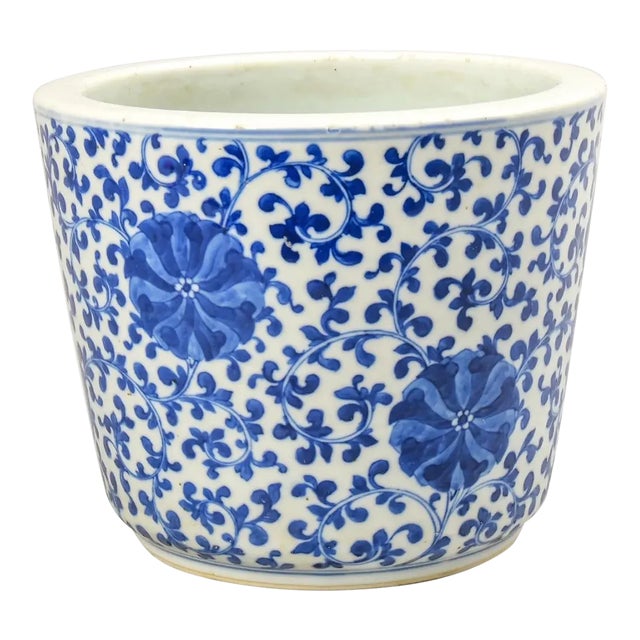 Antique Chinese Blue and White Jardiniere For Sale