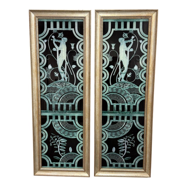 Art Deco in the Style of Paul Fehér Muse With Violin Screens, Pair For Sale