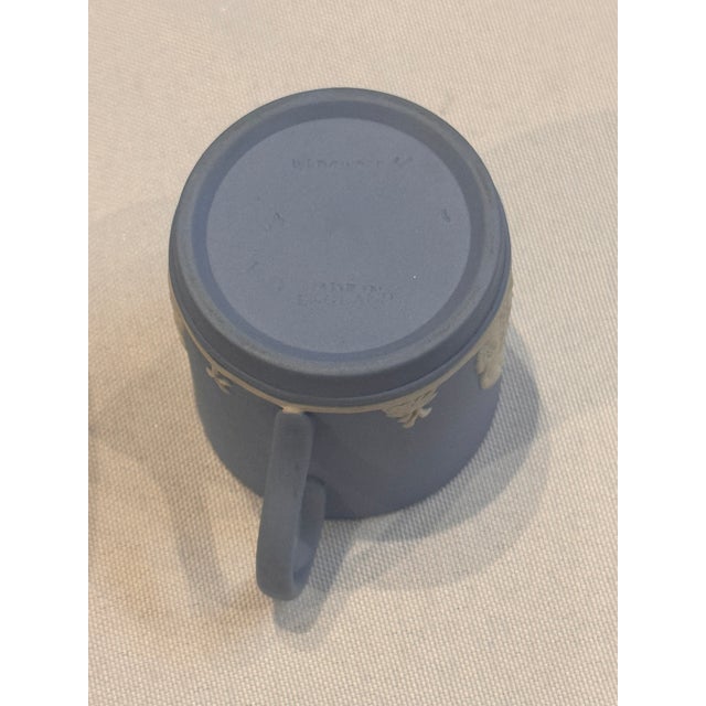 Wedgwood Vintage Wedgwood Pale Blue Jasperware Sacrifice Collection, Demitasse Cup & Saucer, C. 1950s For Sale - Image 4 of 5