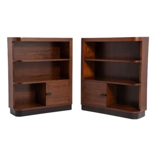 Gilbert Rohde Herman Miller East India Laurel Group Art Deco Bookcases - A Book Matched Pair (3634 & 3632) For Sale
