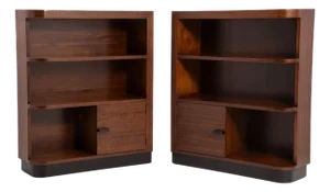 Gilbert Rohde Herman Miller East India Laurel Group Art Deco Bookcases - A Book Matched Pair (3634 & 3632)