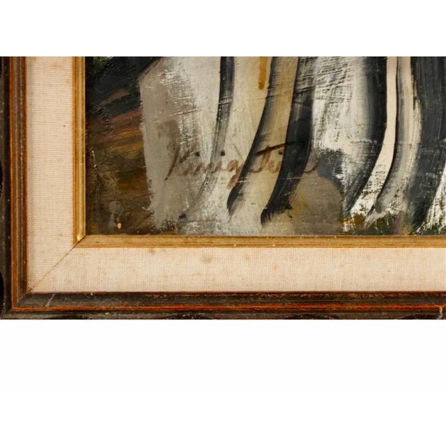 Paint Jonah KinigsteinLarge Judaica Oil Painting Rabbi Rediscovered NY Artist Simchat Torah, c. 1950s For Sale - Image 7 of 8