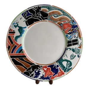 1997 North Carolina Museum of Art Commemorative Ed. Hand Painted Vietri Decorative Plate, Made in Italy Design by Christopher Shuping