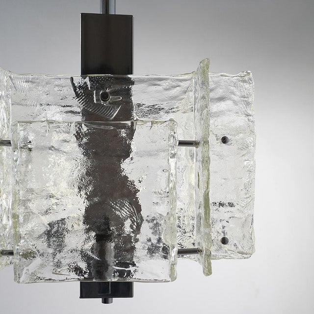 Vintage Chandelier in Chromed Metal and Glass, 1970s For Sale - Image 11 of 16