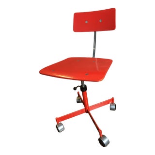 1960's Vintage Jørgen Rasmussen Danish Kevi Model 311 Red Swivel Desk Task Chair For Sale
