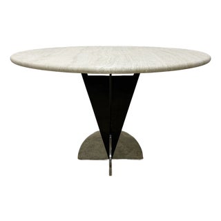 Stanley J Friedman Arrowhead Dining Table With Custom Travertine Top for Brueton For Sale