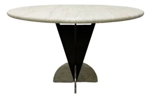 Stanley J Friedman Arrowhead Dining Table With Custom Travertine Top for Brueton