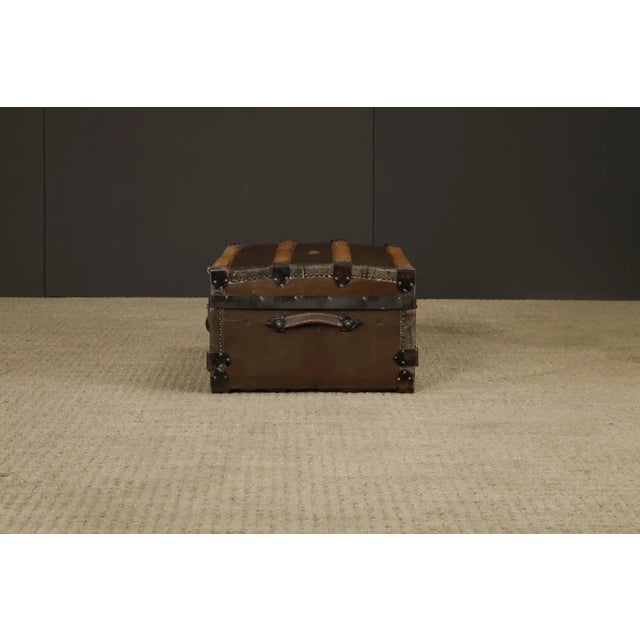 Restored Crouch & Fitzgerald Leather Trunk, C 1920s, Signed For Sale - Image 15 of 18