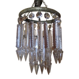 C1890 British Georgian Traditional Cut Crystal Lantern Type Chandelier Fixture For Sale