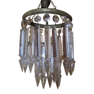 C1890 British Georgian Traditional Cut Crystal Lantern Type Chandelier Fixture