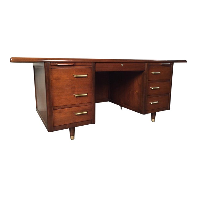 Jasper Mid-Century Modern Walnut Executive Desk Large Top ... (640 x 640 Pixel)