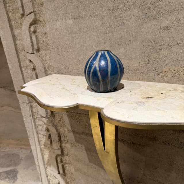 Late 20th Century Modernist Studio Art Pottery Blue Vase Vessel Signed For Sale - Image 5 of 11