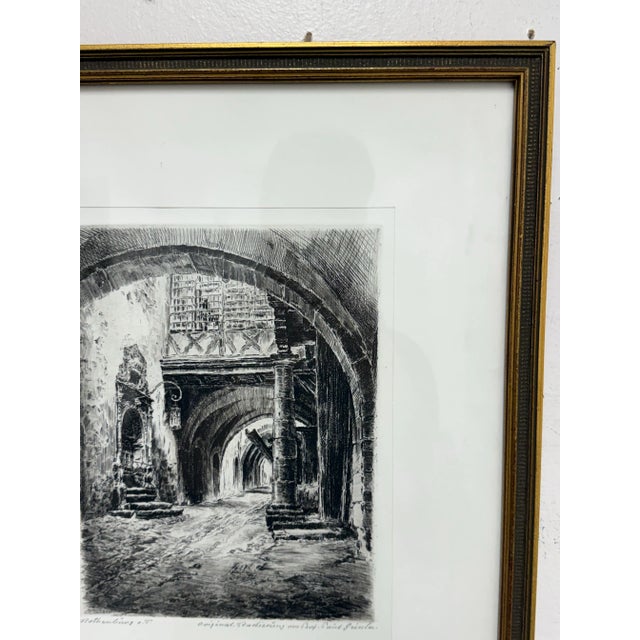 English Circa 1920 Paul Geissler "Rothenberg" Etching, Signed For Sale - Image 3 of 12