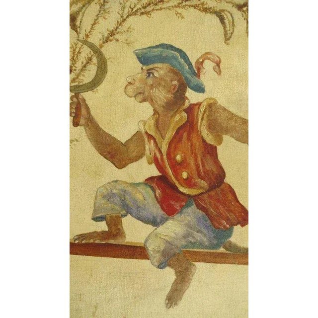 Early 20th Century Early 20th Century Set of Three Oval Paintings "Singerie" Depicting Monkeys Imitating Human For Sale - Image 5 of 7