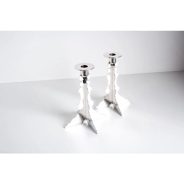 Robert Venturi Post Modern Silver Candleholders for Swid Powell For Sale In Chicago - Image 6 of 12