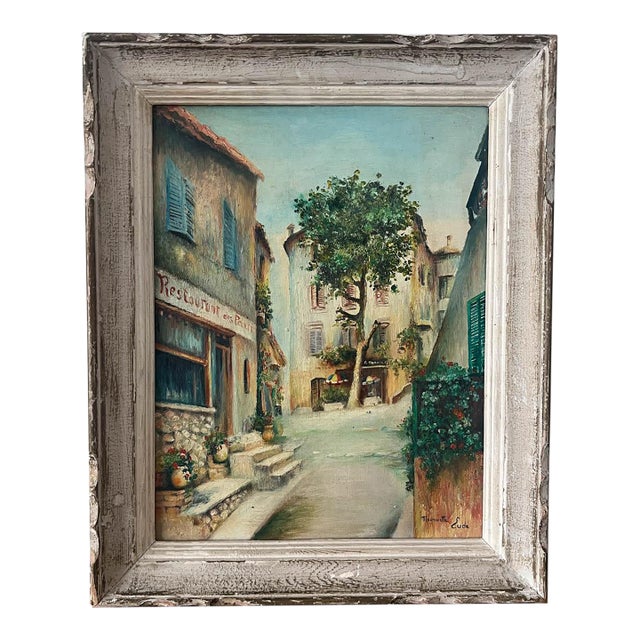 Antique French Village Oil Painting For Sale