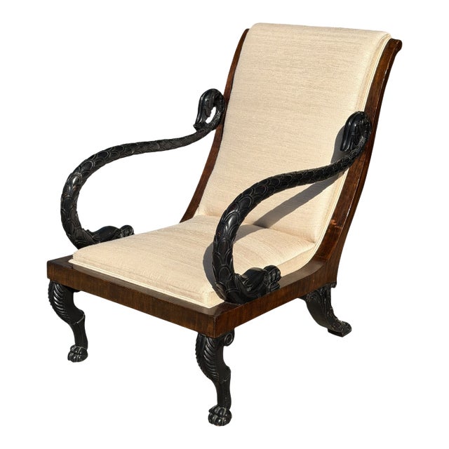 Quatrain for Dessin Fournir Italian Empire Style Serpent Armchair 1 of 2 Available For Sale