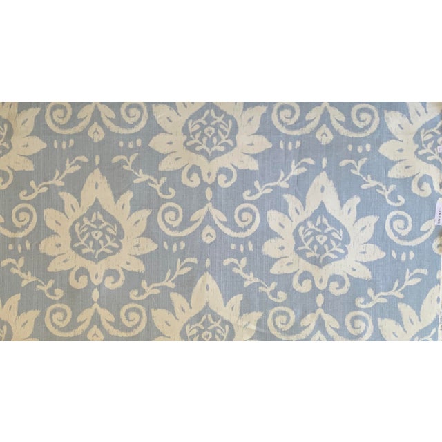 2010s Designer Thibaut Cream & Periwinkle Blue Bridgewater Damask F9158- Fabric Sample For Sale - Image 5 of 7