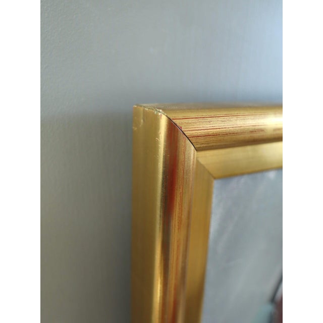 Textile Mid-Century Modern 'The Craft of Two' Vintage Original Figurative Oil Painting, Framed For Sale - Image 7 of 12