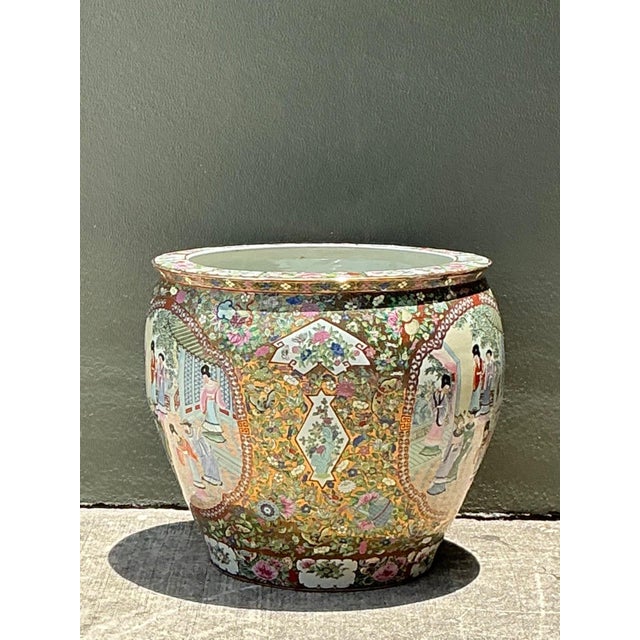 Vintage Chinese Rose Famile Large Planter For Sale - Image 12 of 17