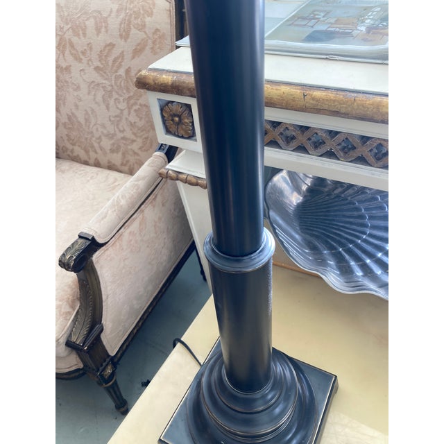 Aged Bronze Metal Doric Column Floor Lamp For Sale - Image 4 of 9
