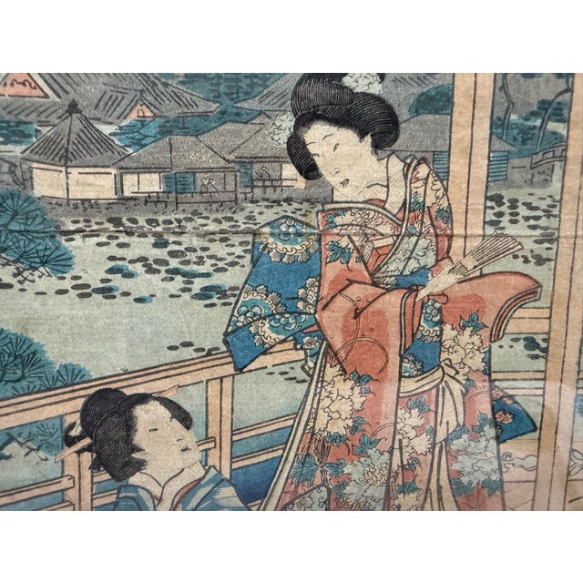 Paper Antique 1864 Original Pride of Edo Japanese Woodblock Print Utagawa Hiroshige For Sale - Image 7 of 14