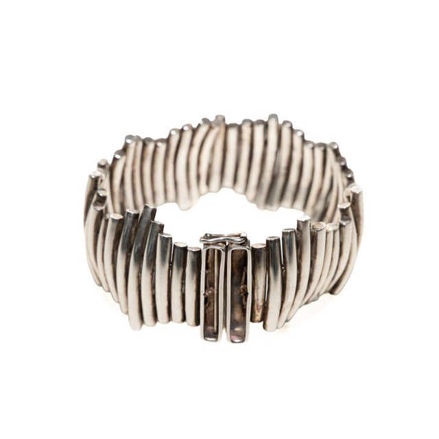 Vintage Sterling Silver Modernist Sculptural Cuff Bracelet, 1960's For Sale In Miami - Image 6 of 14