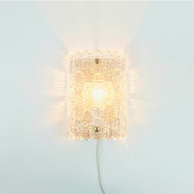 Mid-Century Modern Mid-Century Modern Scandinavian Glass & Brass Wall Light by Carl Fagerlund for Orrefors, Sweden, 1960s For Sale - Image 3 of 10