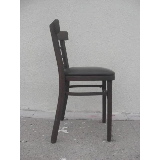 Mid-Century Modern Vintage Wooden Desk Chair with Vinyl Seat For Sale - Image 3 of 10