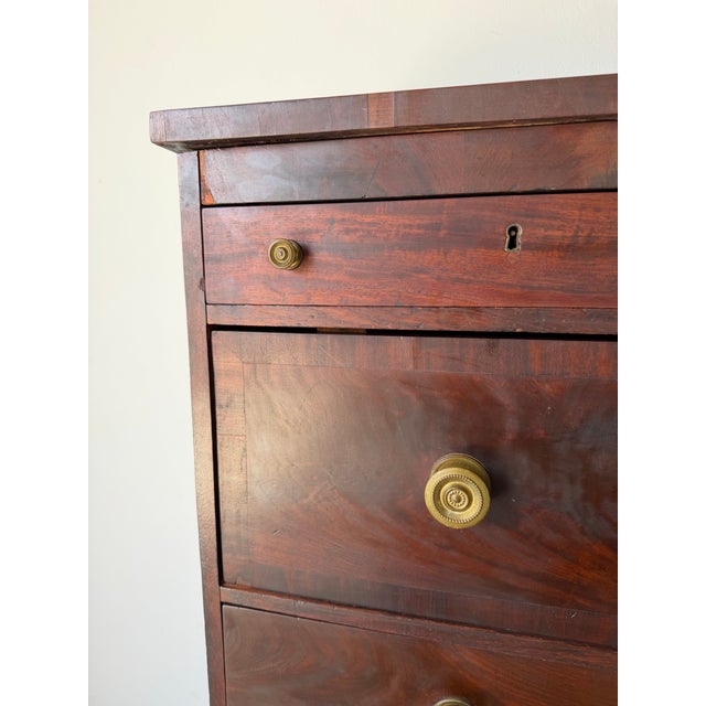 Antique 19th Century Solid Mahogany Chest of Drawers With Brass Knobs For Sale - Image 4 of 12