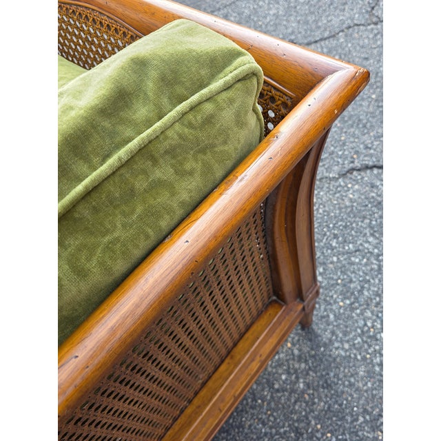 Mid 20th Century The Schoonbeck Co. Mid-Century French Louis XVI Style Walnut Caned Sofa With Loose Cushions and Bolster Pillow For Sale In Washington DC - Image 6 of 10