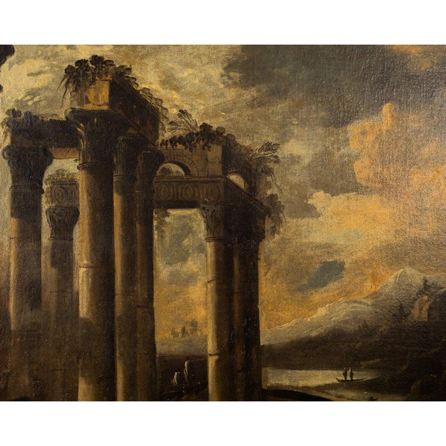 Textile Unknown, Roman Architectural Capriccios, Oil On Canvas, Set of 2 For Sale - Image 7 of 11