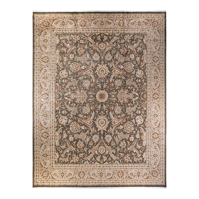 Mogul, One-of-a-Kind Hand-Knotted Area Rug - Brown, 12' 1" x 15' 5" For Sale