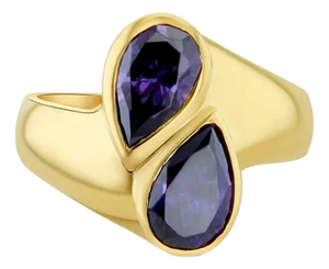 Teardrop Amethyst Bypass Ring 14k Yellow Gold, Size 4