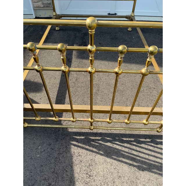 Antique Brass Full/Double Size Bed With Headboard, Footboard, and Railings For Sale - Image 9 of 13