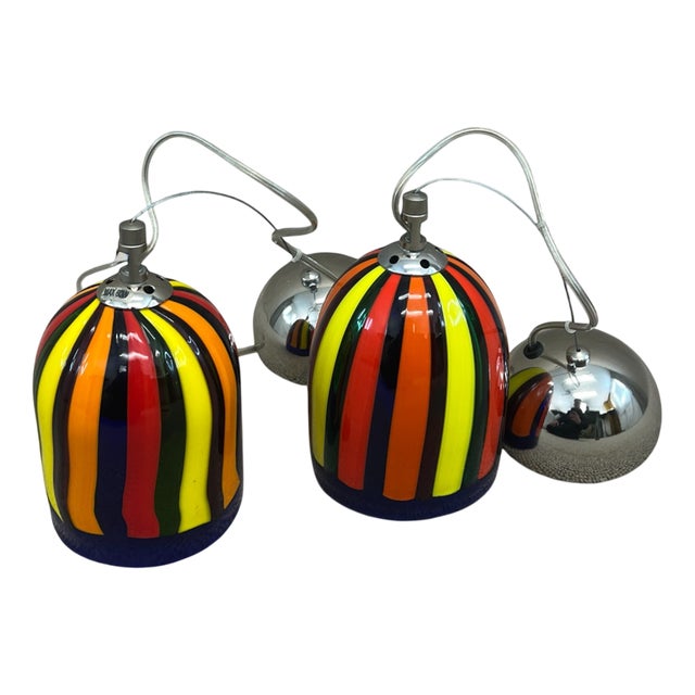 Murano Jacaranda Style Glass Pendant Light Shades, Set of 2 For Sale